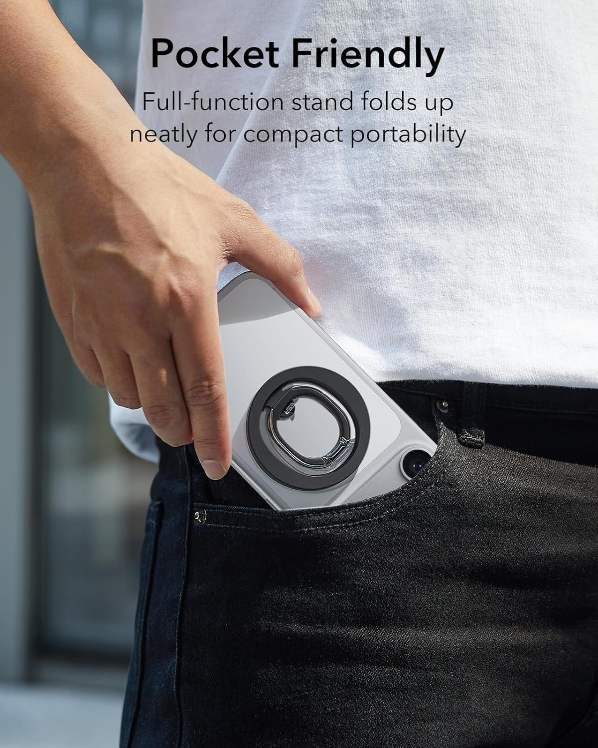 ESR for Magsafe Phone Grip, Magsafe Ring Holder, Magnetic Phone Ring Holder, Magnetic Grip with 2-Way Adjustable Stand for Iphone 17/16/15/14/13, Samsung, All Smartphones(2 Metal Rings Included) - Natural Titanium image number 6