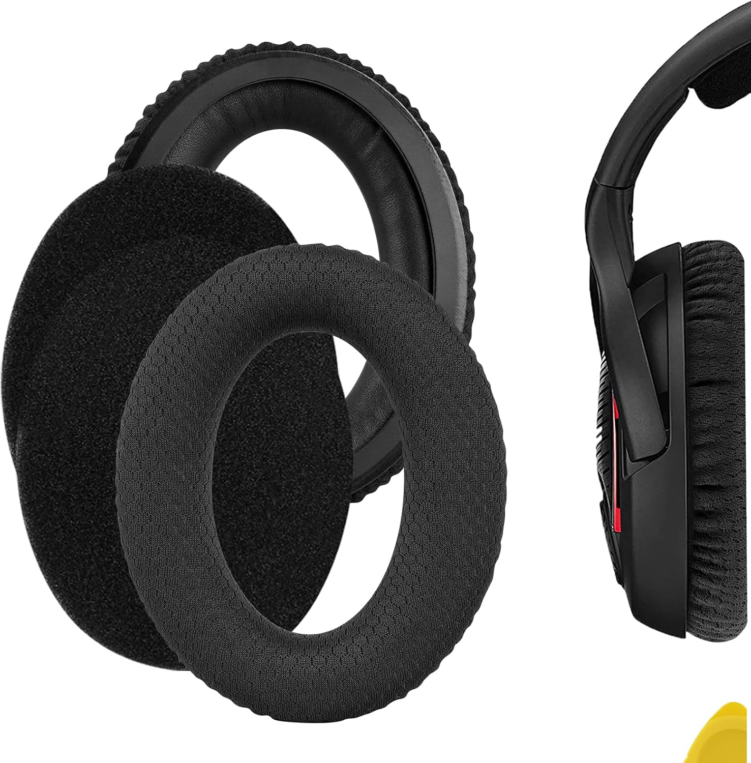 Geekria Comfort Mesh Fabric Replacement Ear Pads Compatible with Sennheiser Game One/Zero, PC 360/ 363D/ 373D Headphones Ear Cushions, Repair Parts (Black) image number 6