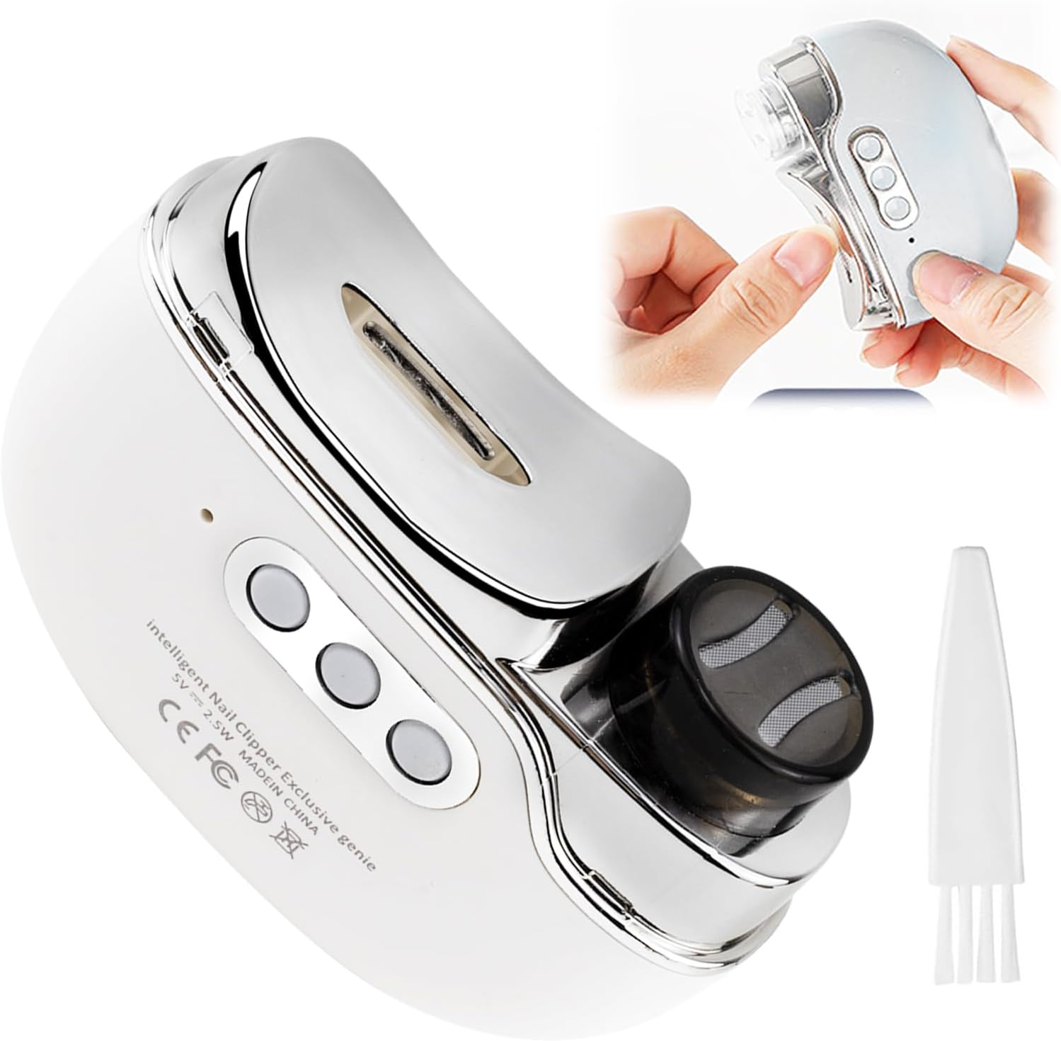 Upgraded 3-In-1 Electric Nail Clipper with Collector & LED Light, Automatic Electric Fingernail Clippers for Women Man, Nail File Toenail Trimmer for Baby Kids Adults Senior