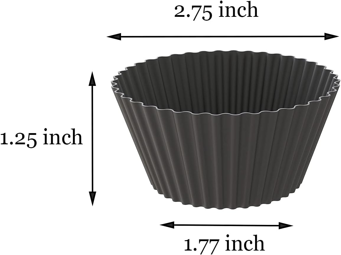 Reusable Silicone Baking Cups, Silicone Baking Molds, Matte Black and Matte White 24 Pack.