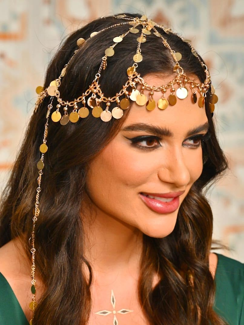 Fashband Gold Sequin Tassel Headband Festival Costume Party Headwear Hair Accessories for Women image number 3