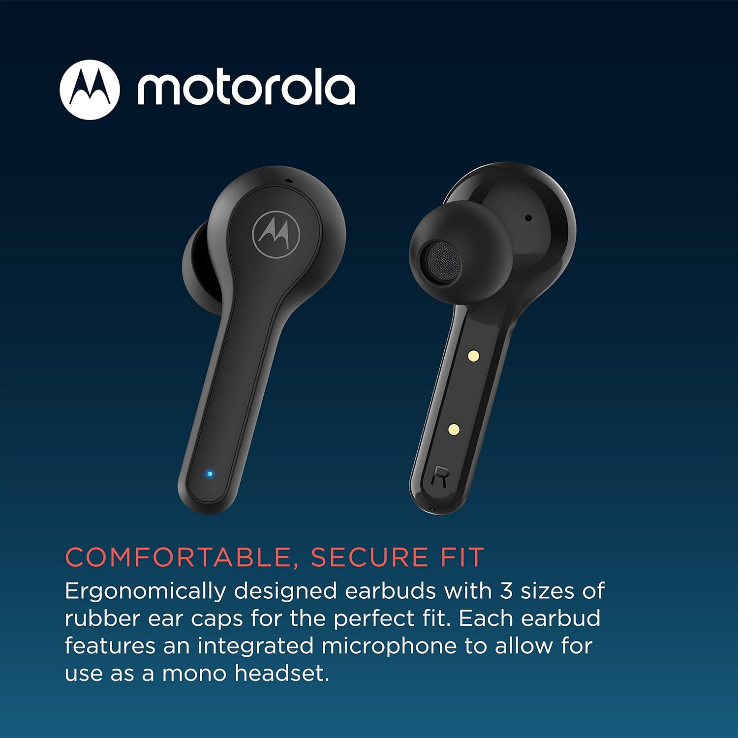 Motorola Sound Moto Buds 085 True Wireless Bluetooth Earbuds with Microphone, Charging Case - IPX5 Water Resistant Sweatproof Wireless Earbuds, Smart Touch-Control, Deep Bass Ear Buds - Black image number 6