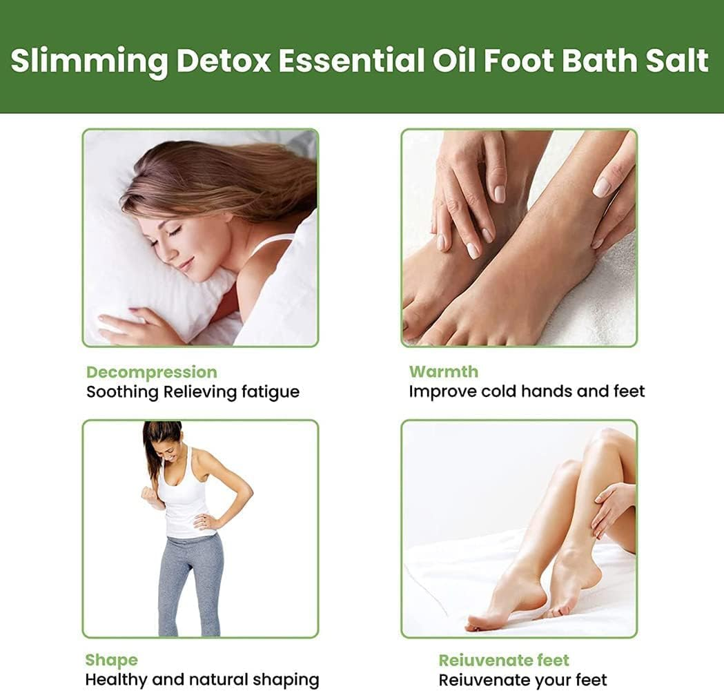 2Bag Detoxslim Slimming and Detoxifying Essential Oil Foot Bath Salt,Leg Slimming Foot Bath,Natural Herbal Foot Cleansing Soak for Soothes Sore Feet Improve Sleep image number 3