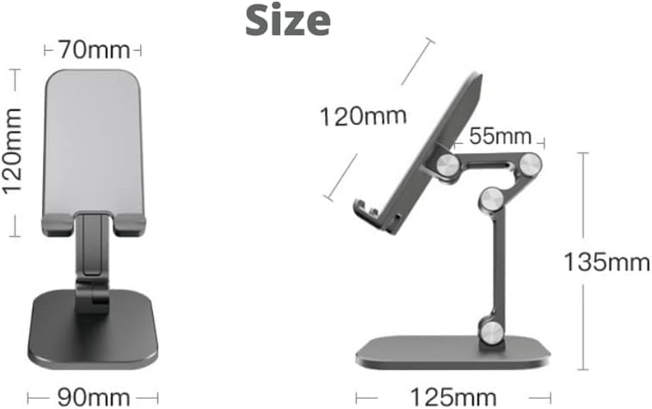 Vortex ZMZJ01 Adjustable Height Foldable Portable Mobile Phone Stand, ABS Compatible with Iphone, Samsung Google Pixel (4.7-13 Inches) Mobile Phones and Tablets, Black image number 2