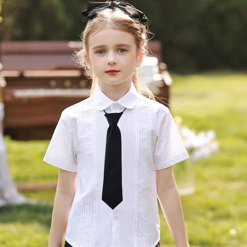 Red Green Black Neck Tie for Boys - Soft Adjustable Necktie for Kids Graduation Uniform - Clip-On image number 6