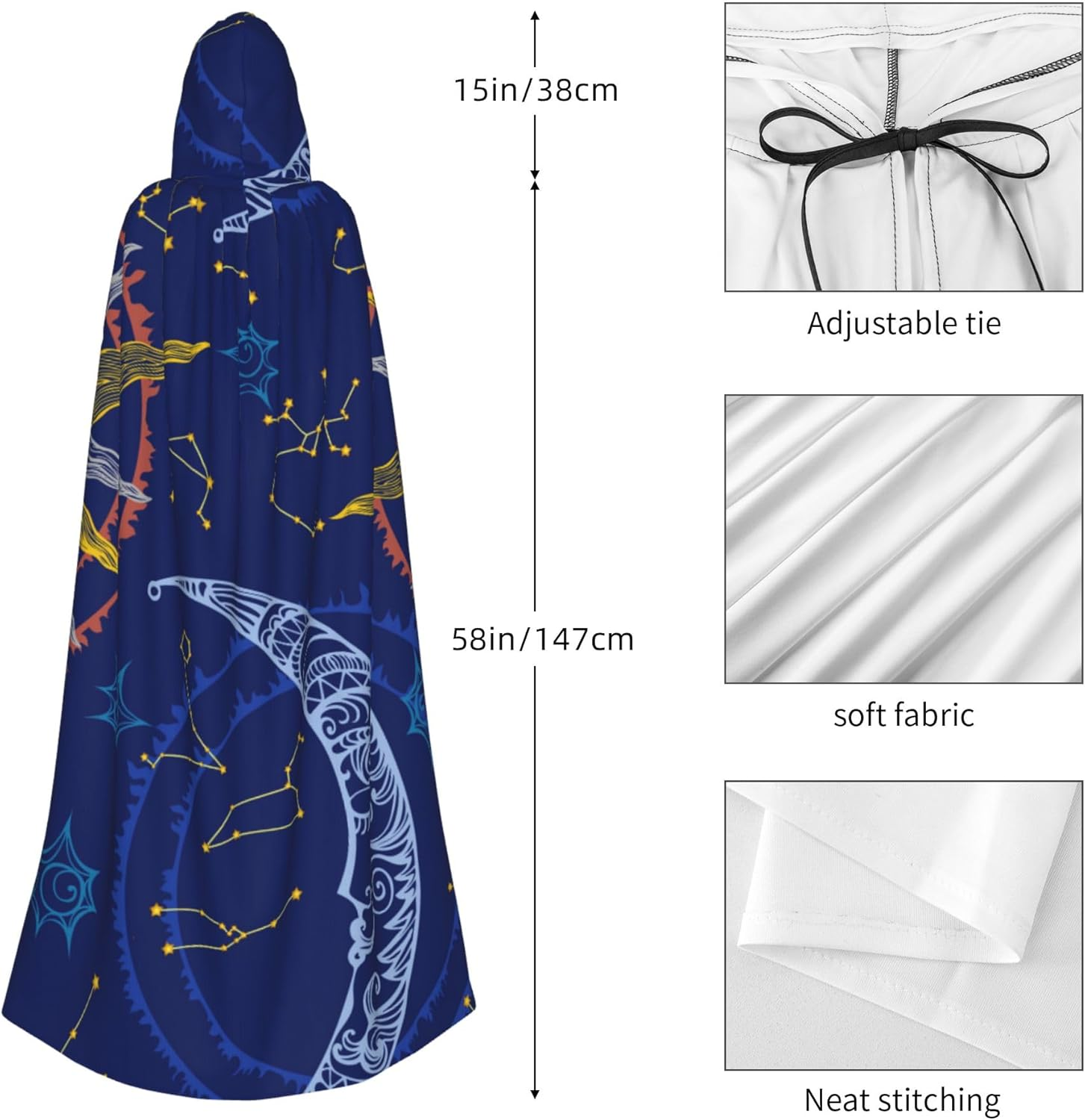 YETTA YANG Halloween Hooded Robe Cloak for Adult Men Women Christmas Hoodies Cape Cosplay Cosplay Costumes - Pagan Witch Moth image number 4