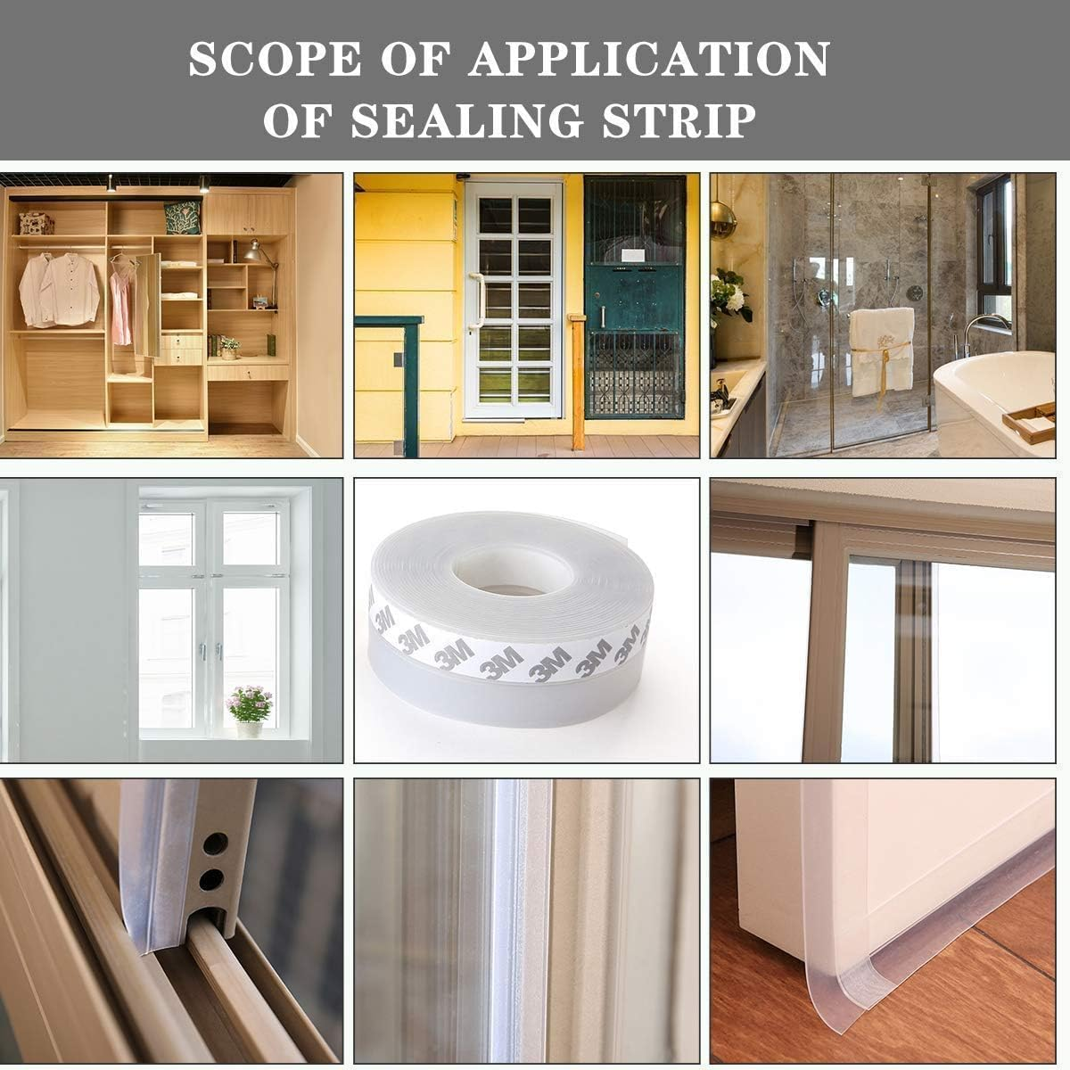 Silicone Door Seal Strip, 1Pc Silicone Weather Stripping Door Seal Strip Door Bottom Seal Strip Sealing Strip image number 6