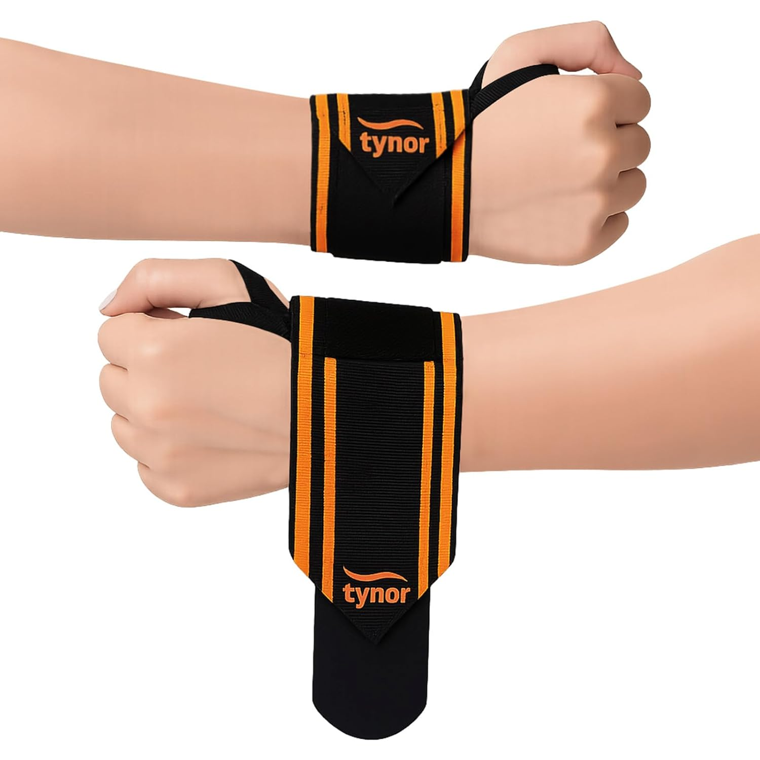 TYNOR Wrist Wraps for Weightlifting with Heavy Duty Thumb Loop 2 Pack Professional Wrist Strap for Men & Women Powerlifting Bodybuilding Tendonitis Arthritis Adjustable Wrist Support Brace, One Size image number 3