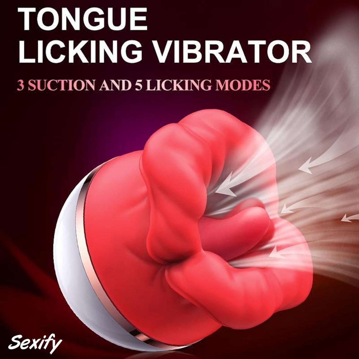 Licking Sucking Vibrator Tongue Clit Nipple G Spot Stimulator Massager Sex Toy Red image number 4