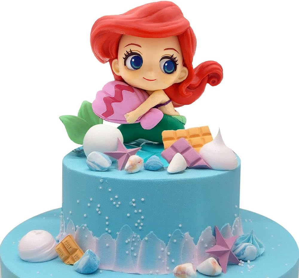 Blingabc Mermaid Cake Topper Little Mermaid Doll with Seashells for Ariel Cake Decoration Mermaid Figurines for under the Sea Mermaid Theme Princess Kids Birthday Baby Shower Party Supplies image number 2
