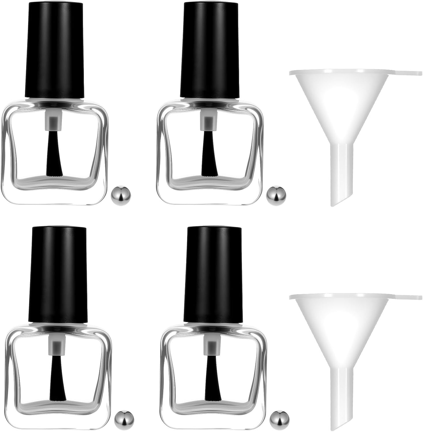 Alrhso 4Pcs Empty Nail Polish Bottles with Brush 5ML Small Glass Gel Polish Bottles Nail Refill Bottle Clear Nails Bottle with Applicator for Liquid Fingernail image number 6