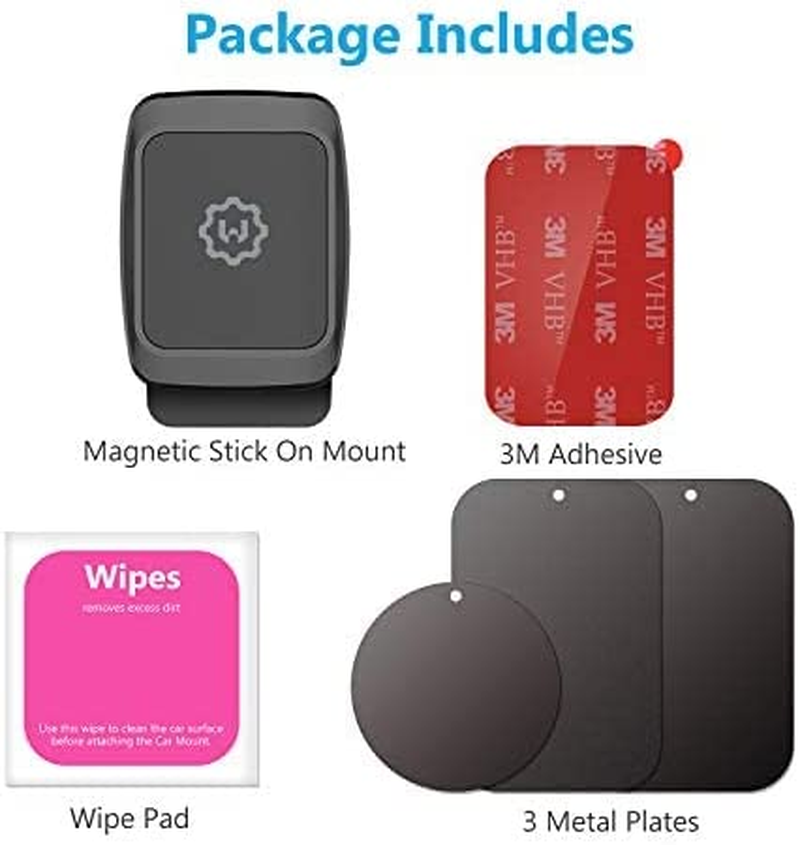 Wixgear (2 Pack) Universal Stick on Dashboard Magnetic Phone Car Mount, for Cell Phones and Mini Tablets with Fast Swift-Snap Technology, (Newer Bigger Model) image number 4