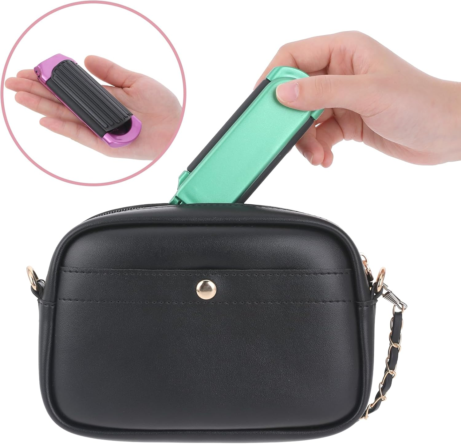 Travel Hair Brush with Mirror, 5 Pcs Muiticolor Folding Hair Brush Portable Compact Brush, Mini Hair Brush for Purse Hair Massage Comb Hair Styling Tools for Women Home, Trip, Gym, Swimming (5 Colors) image number 3