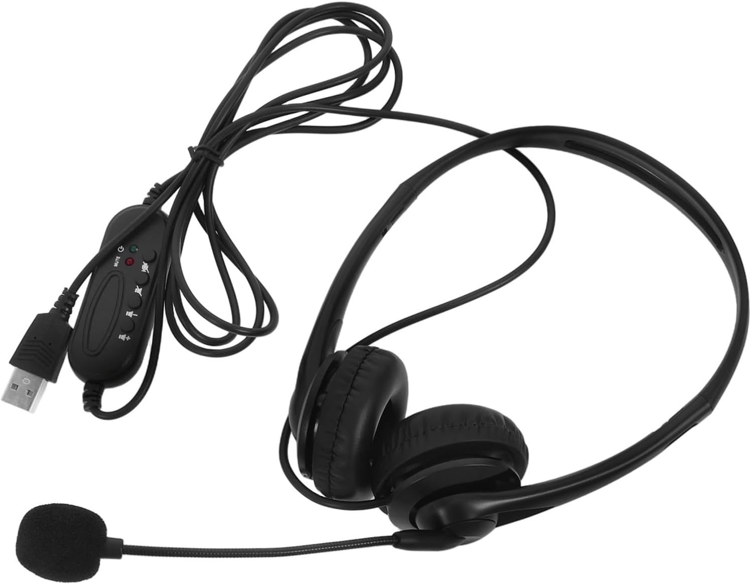 COMPUKAS Wired Noise Reduction Headset Microphone, Comfortable Over-Ear USB Headphones for Office, Online Classes, and Business Calls, Black image number 3