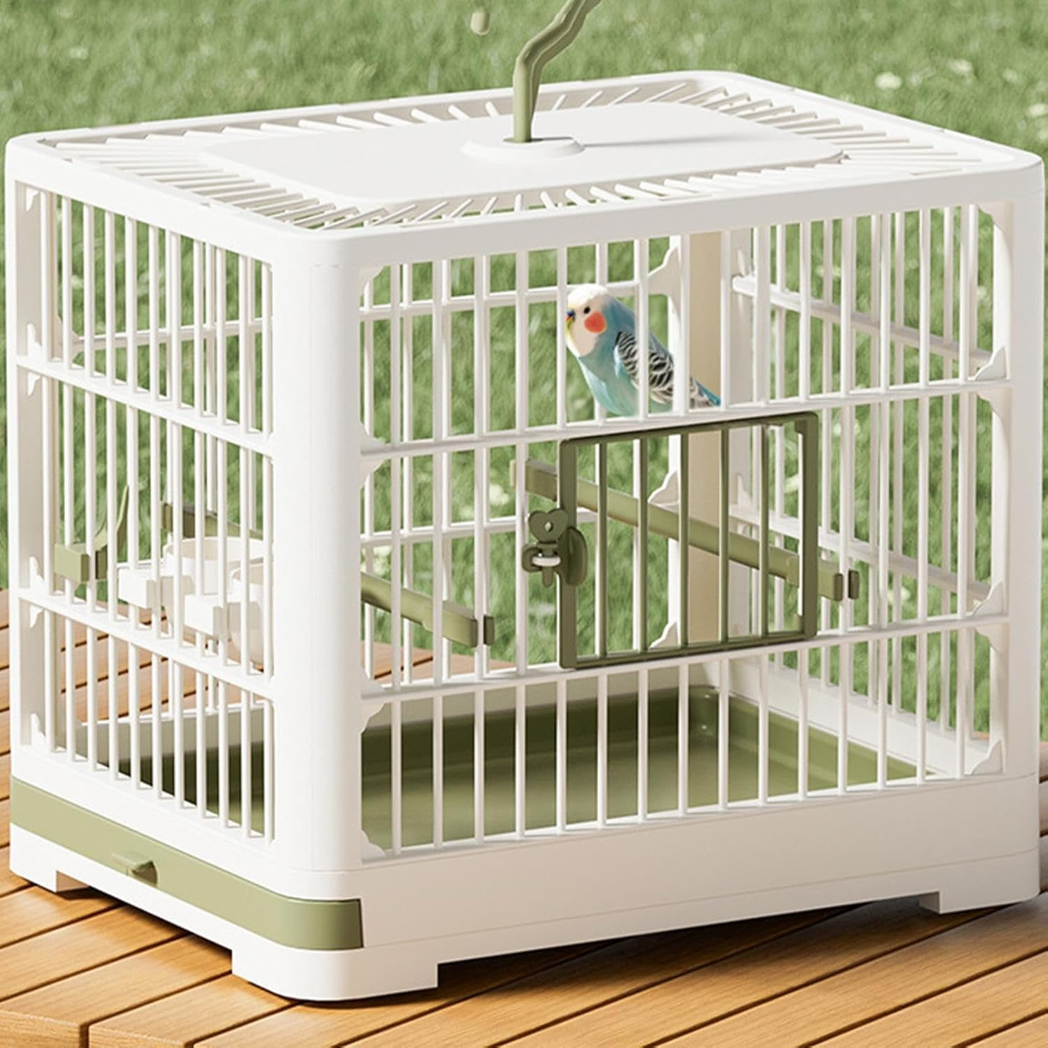 Bird Carrier - Portable Bird Carrier Cage | Weekend Budgie Canary Finch Clear Parrot Travel Cage Ornamental Cage with Dish Hook Handle image number 6