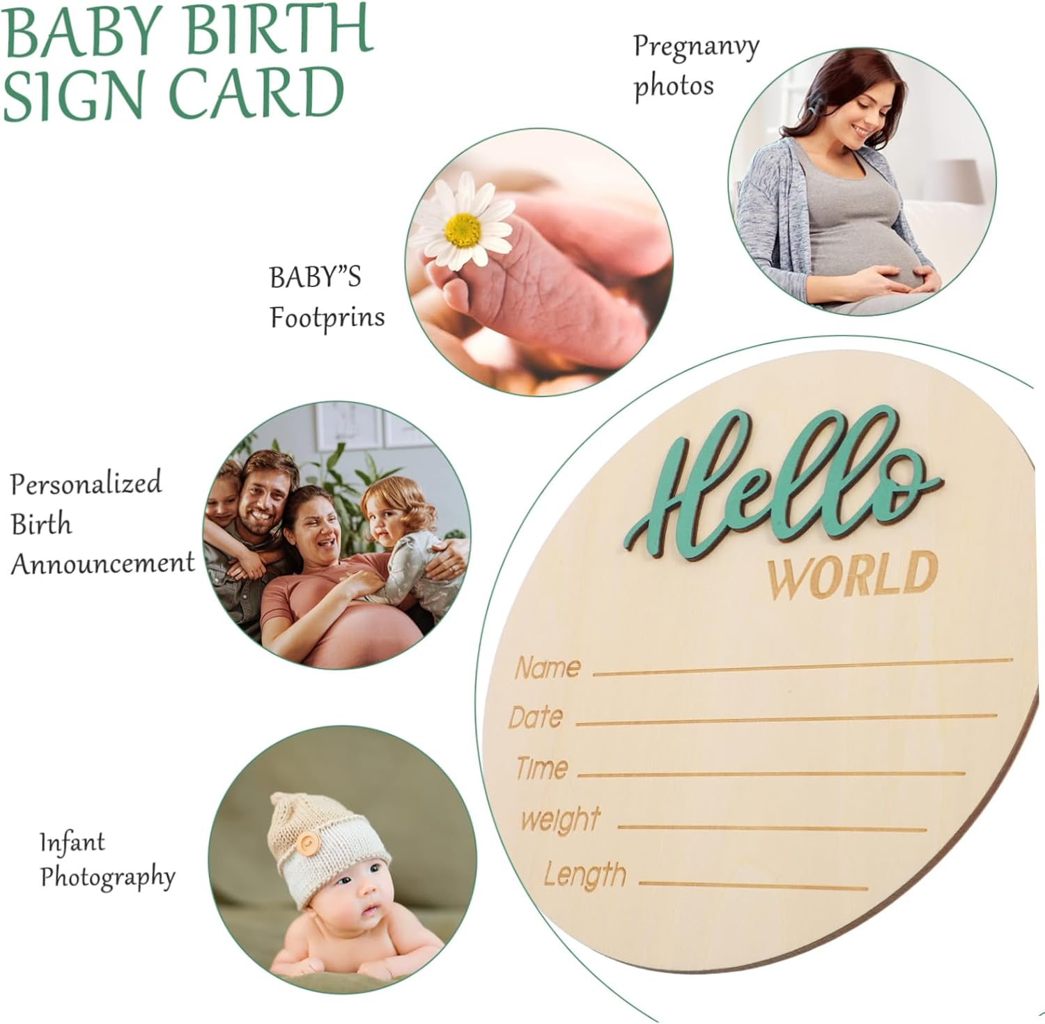 GARVALON Birth Announcement Wooden Sign Newborn Name Sign for Photography Prop Craftsmanship Safe Smooth Surface for Showers and Special Moments image number 4