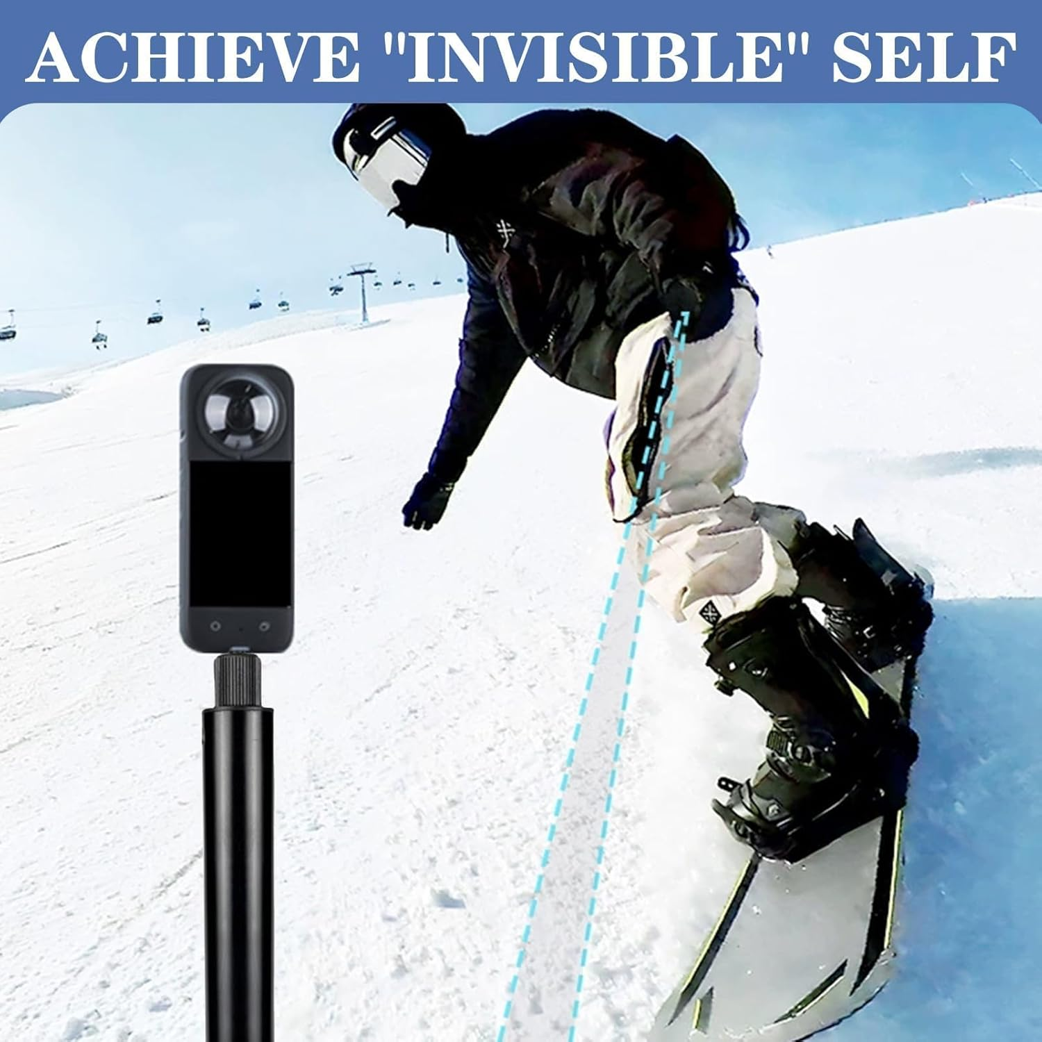 120Cm Invisible Selfie Stick Monopod for Insta360 ONE R/ X2/EVO and Gopro Action Cameras, Create Dynamic Shots with Bullet Time Effect, Universal Invisible Monopod Stick image number 4