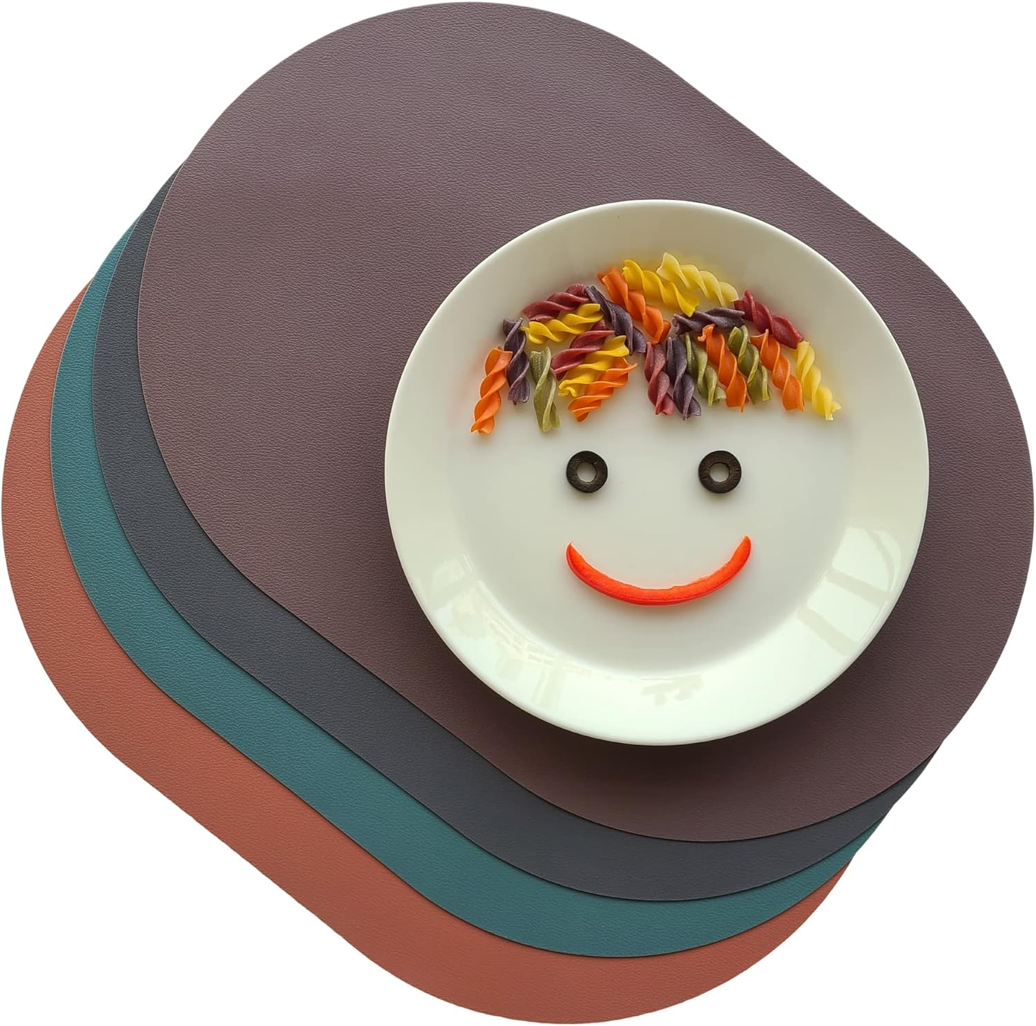 Silicone Placemats Set of 4 - Heat Resistant Washable and Wipeable Non Slip Place Mats, Waterproof Modern Dining Table Mats, Oval 16.9"X11.8"(Classic Dark Gray)