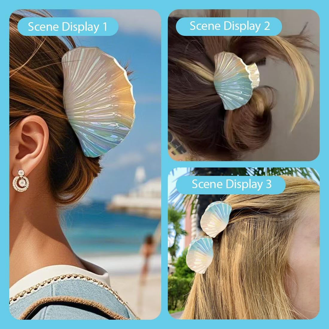 GXGM Gradient Color Hollow Out Shell Hair Clips for Women Girls 3 Pieces (B) image number 4