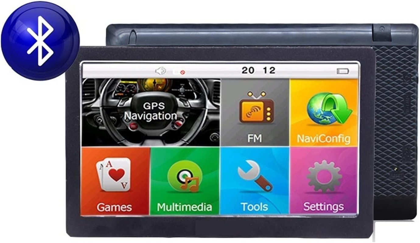 GPS Car Navigator, 7 Inch HD Camping Car/Truck/Vehicle GPS Navigation Built in 8GB+256M Bluetooth MP3/MP4 Players for Car Truck Rv(Without Bluetooth)