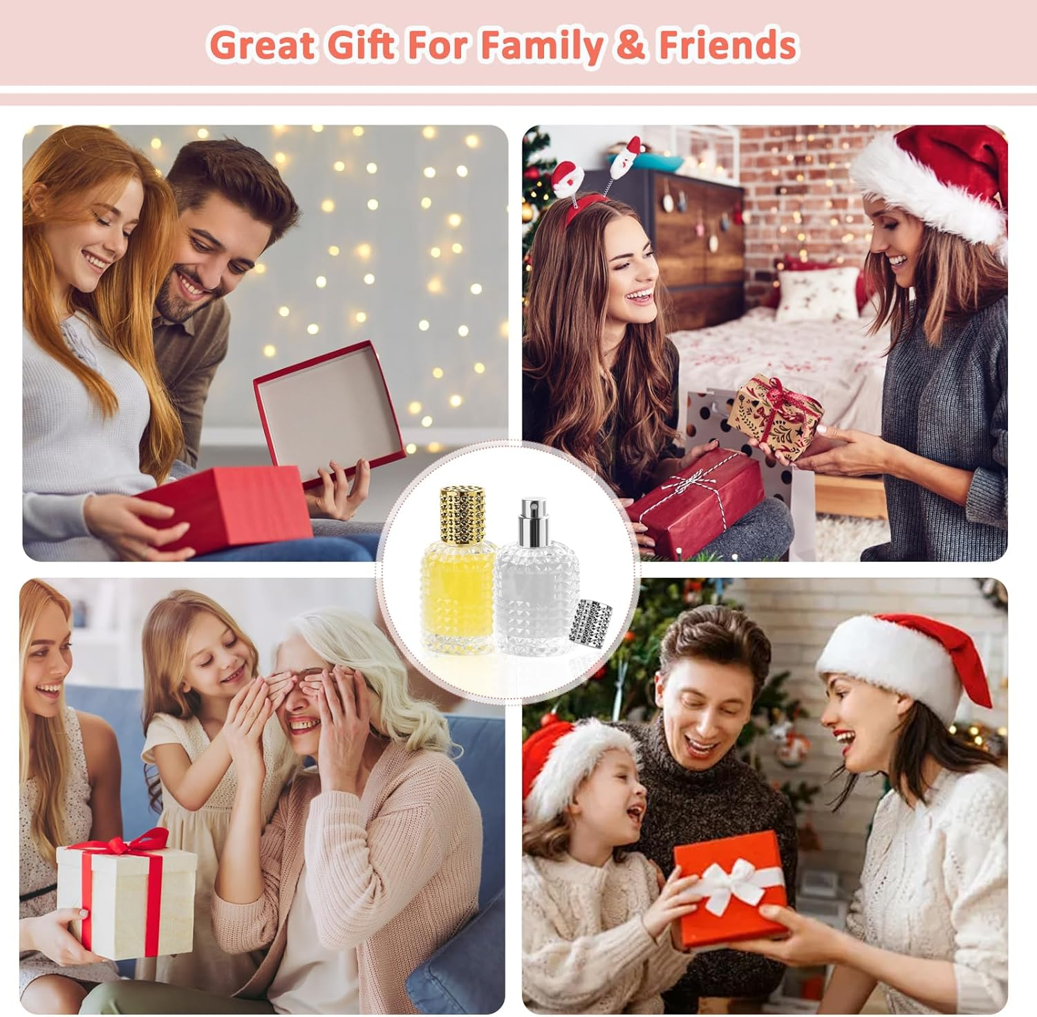 XUSSMM 2Pcs Perfume Atomiser, Gold + Grey Empty Perfume Bottles Eefillable Perfume Bottle Travel Perfume with Accessories Such as Funnel, Perfume Dispenser and Syringe for Travelling, Date, Party image number 4