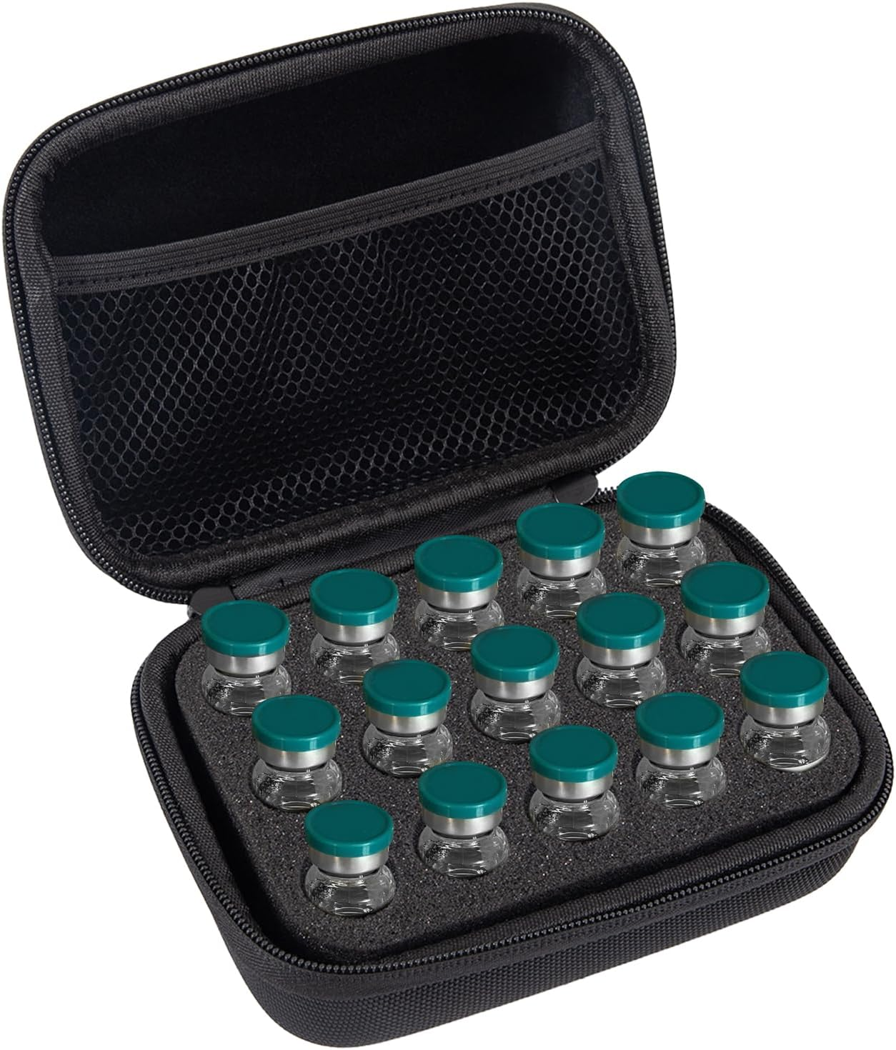 Insulin Fridge Holder Storage Case, Insulin Cooler Travel Case Organizer, Insulin Vial Organizer Bag Fitting 10Ml Vial Short Size, 15-Slot with 2 Zipper,Box Height:3.15Inch（Only Case） (Box Height: 3.15 In)