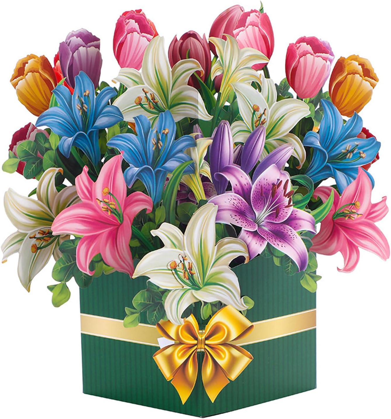 Freshcut Paper Pop up Cards, 10 Inch Lily Mother'S Day Forever Flower Bouquet 3D Popup Greeting Card with Blank Notecard and Envelope, Mother'S Day Birthday Valentine'S Day Anniversary Cards (Lily)