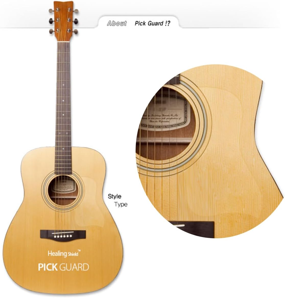 Healingshield Premium Acoustic Guitar Pickguard Style Type Clear Matt image number 2