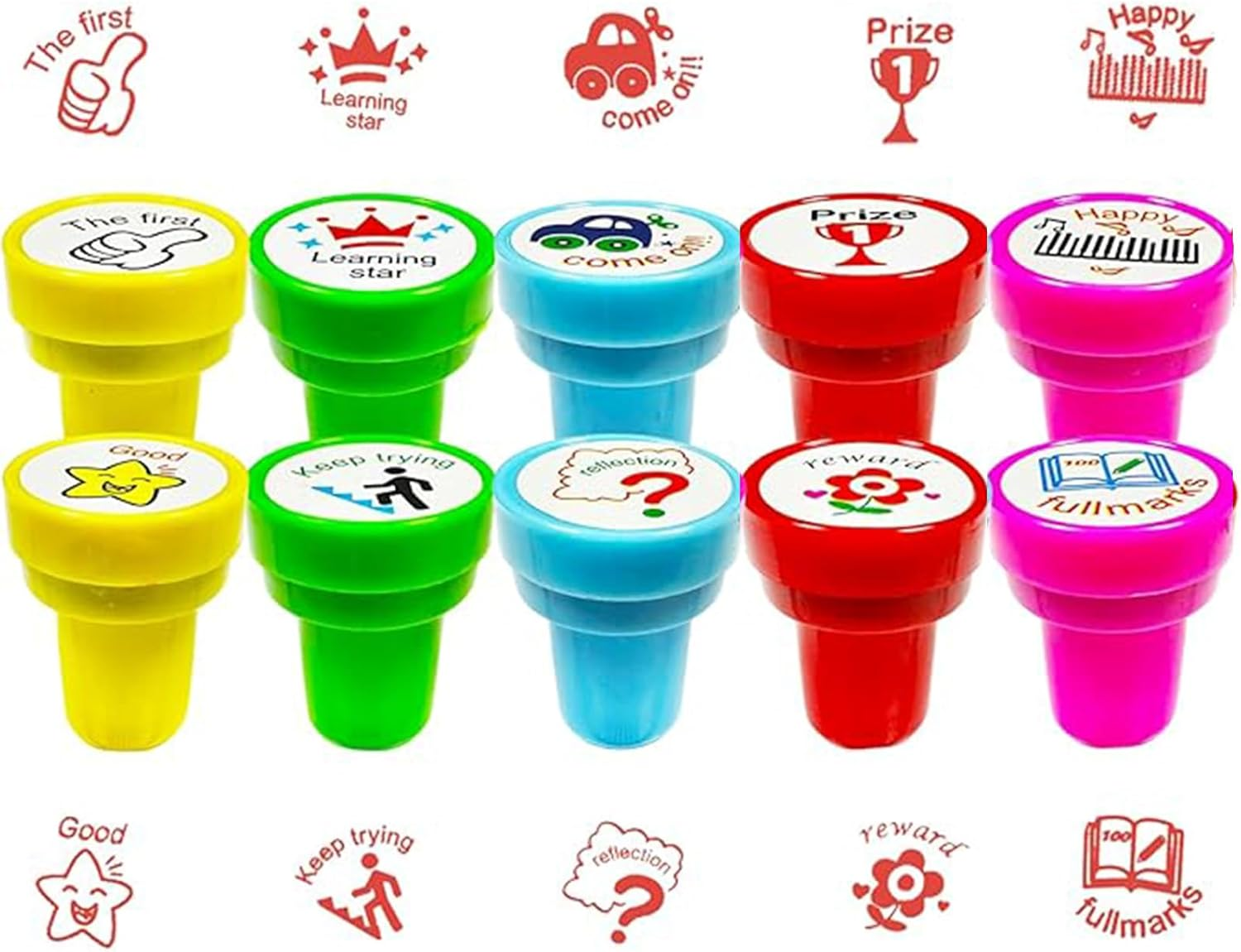 Self-Inking Teacher Stamp Set, 10 Pcs Motivational Stamps for Grading & Encouragement,Teacher Supplies (Different Kinds) image number 1