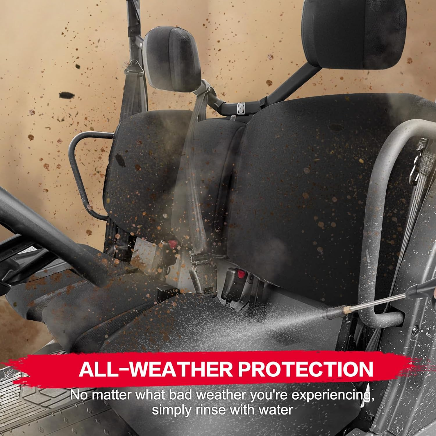 Smotrcc Defender Seat Covers with Storage Pockets - Waterproof PU Coatin Compatible with 2016-2024 Can Am Defender All Models, Split Bench Seat Covers for UTV, Defender Accessories image number 3