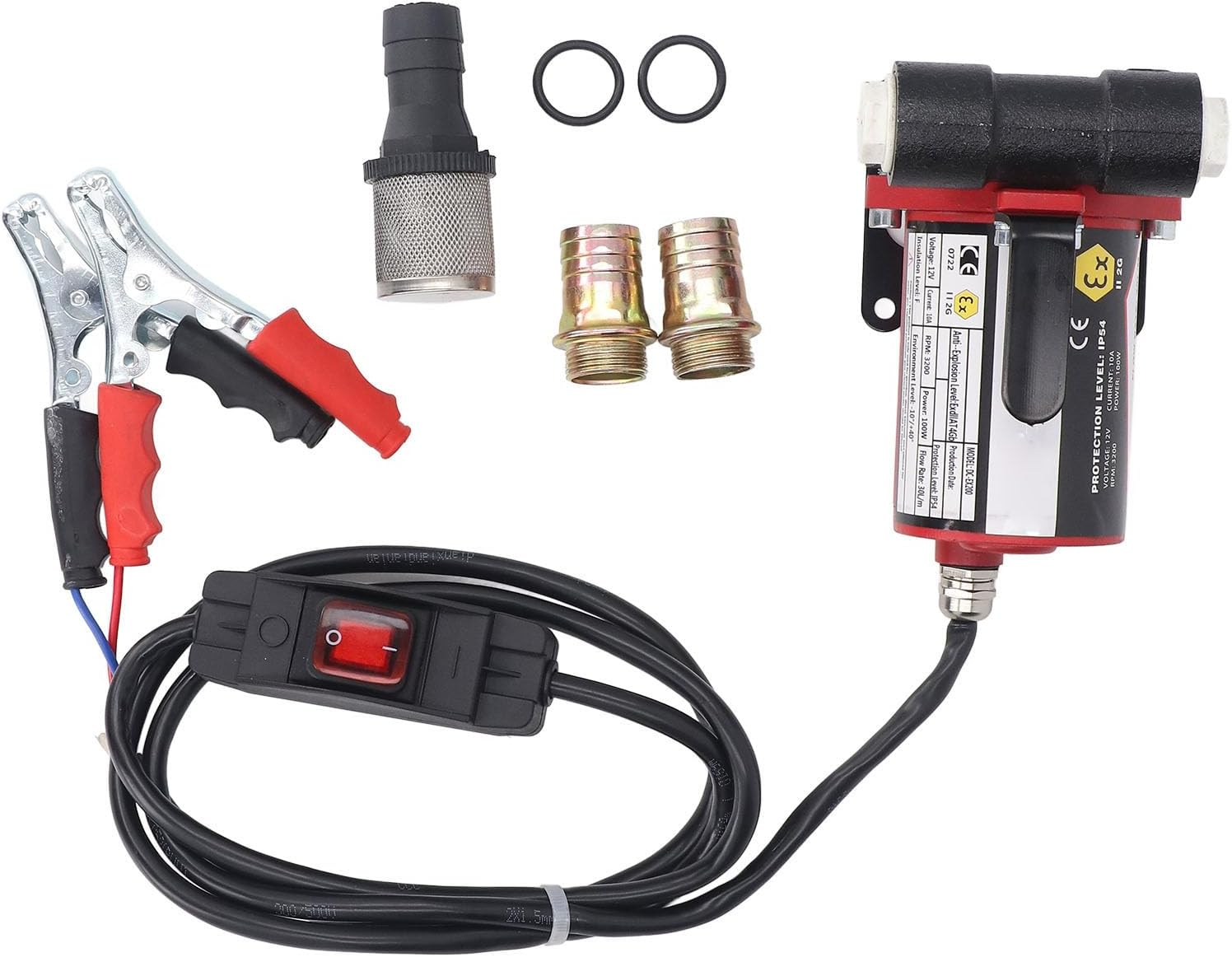 Bewinner 12V Fuel Pump - Explosion Proof Quiet Self Priming Oil Transfer Pump, 12V Gasoline Pump with Switch for Kerosene image number 4