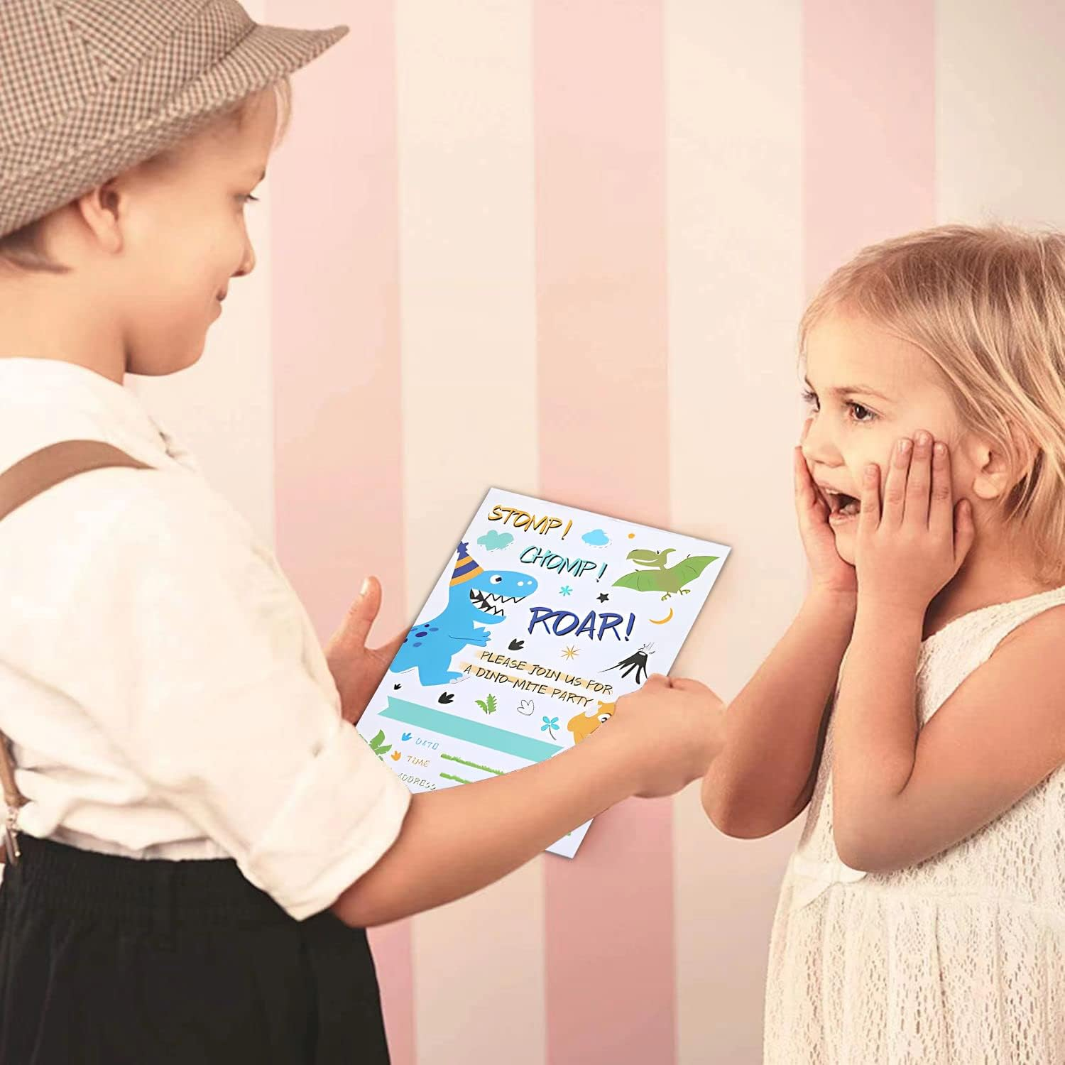 Dinosaur Party Invitation Cards -10 Sets Fill-In Invitations with Envelopes Dino Party Supplies for Boys Birthday Invites Double-Sided Printed Eco-Friendly T-Rex Cards image number 2