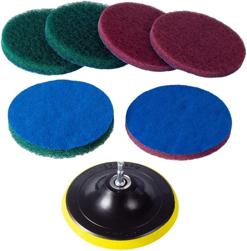 4 Inch Drill Power Brush Tile Scrubber Scouring Pads Cleaning Kit, Heavy Duty Household Cleaning Tool (Drill NOT Included) image number 2