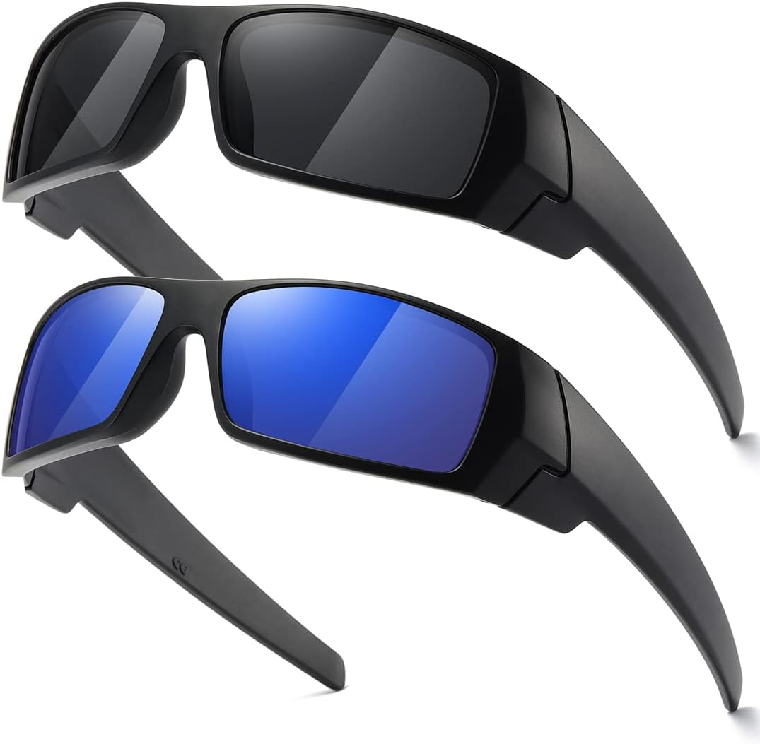 TIANYESY Polarized Sunglasses Men Womens Trendy Retro Sports Rectangular Wrap around Vintage Shot Shield - Black - Black image number 3