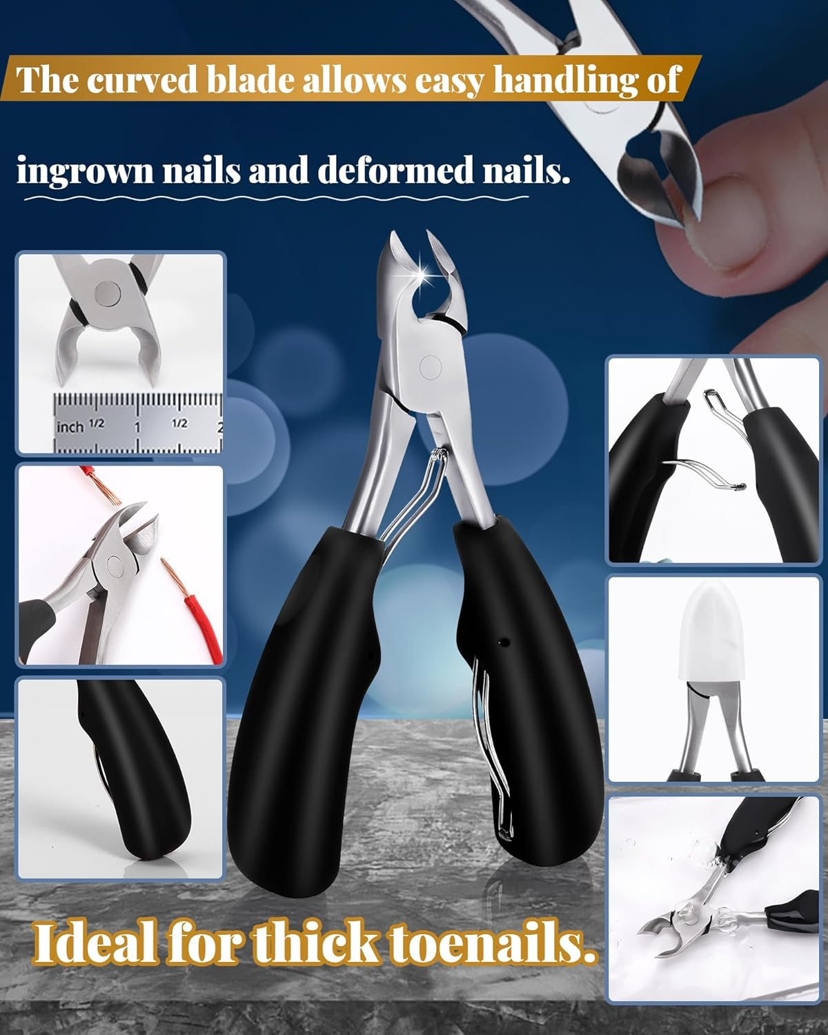 Tisojpod 5Pcs Toenail Clippers Set for Ingrown Toenail & Thick Toenails,Nail Clippers Set for Seniors Men Women,Ingrown Toenail Clippers,Professional Heavy Duty Toenail Clippers for Thick Toenails image number 4