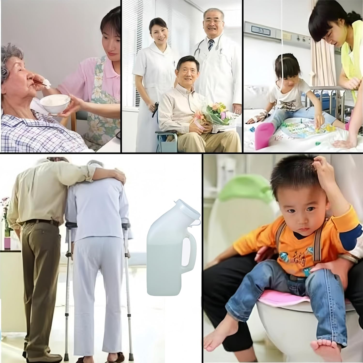 Men'S Portable Urinal with Lid,Ywbfove White 1200Ml Plastic Urine Bottle for Elderly Car Use Graduated Design No Spill Odorless Easy to Grip Lightweight Durable Nighttime Relief Urinals for Men Pee Bottle image number 4