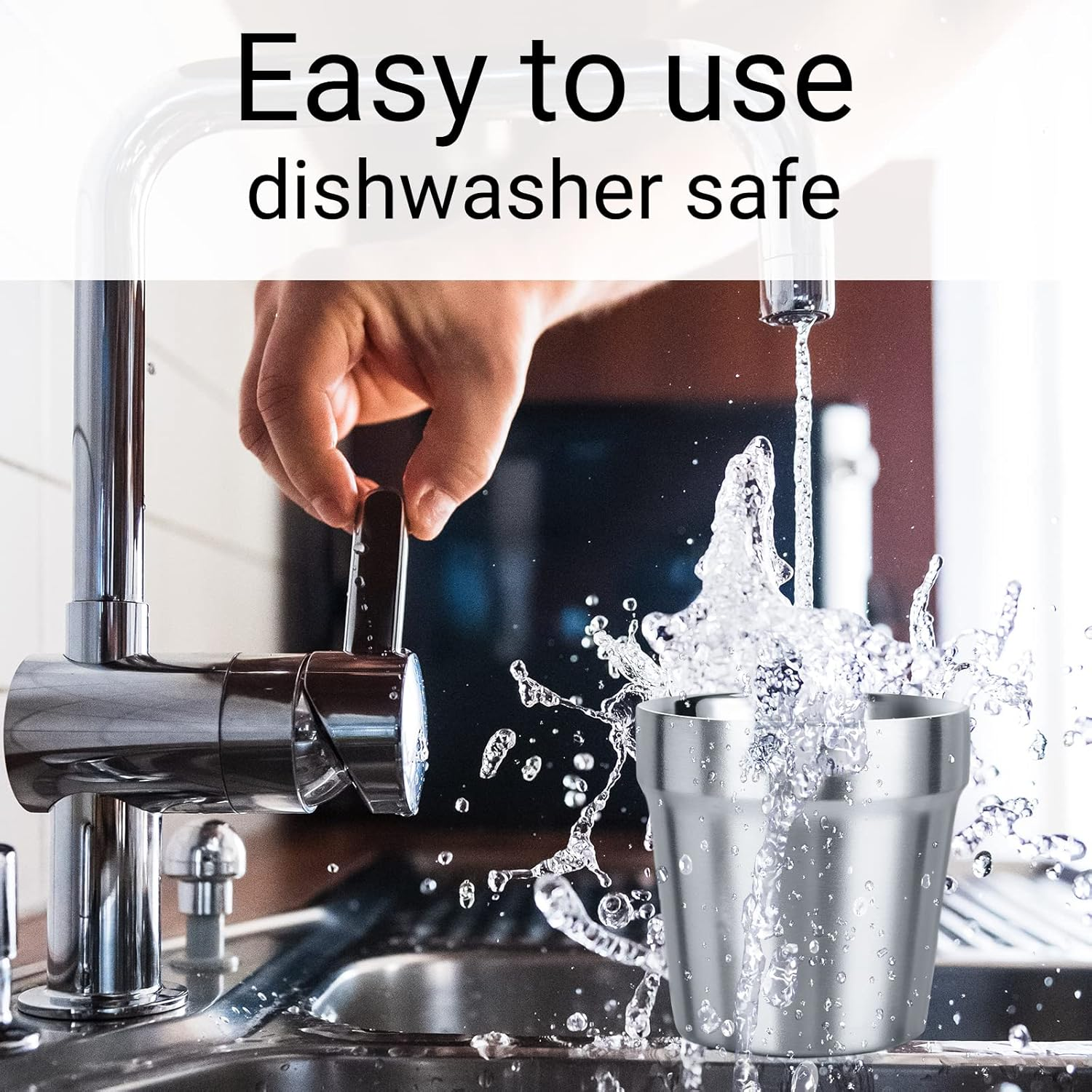 Beasea Mini Stainless Steel Cups, 6 Oz Set of 4 Metal Drinking Cups, Stackable 304 Stainless Steel Cups Double Wall Small Metal Insulated Drinking Cups Glasses for Home Restaurant Party Camping