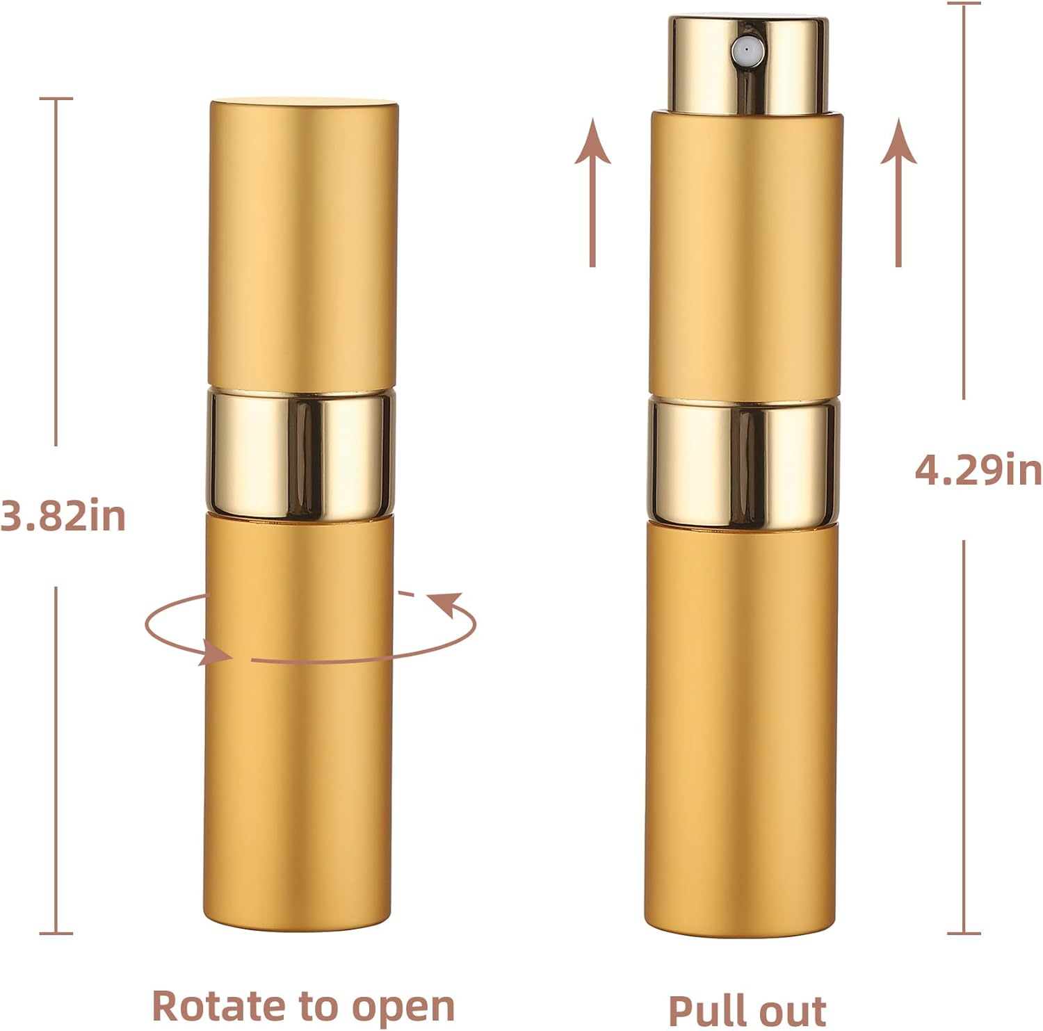 8ML Atomizer Perfume Travel Refillable (2 PCS) Empty Travel Cologne Sprayer Bottles Refillable, Mini Portable Dispenser(2 Gold) image number 4