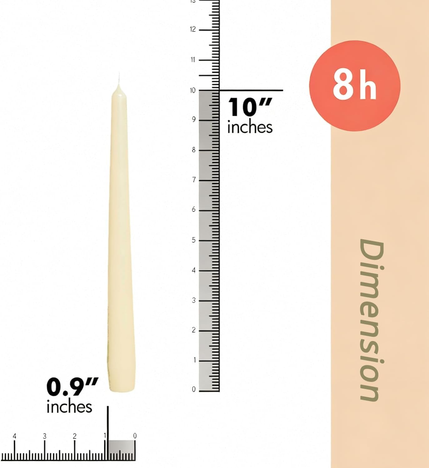 12 Pack Ivory Taper Candles, 7-8 Hours Burn Time，0.8 X 10 Inch Dripless, Smokeless & Unscented Dinner Candle Set for Restaurant, Home D&eacute;cor, Wedding, Spa and Party image number 5