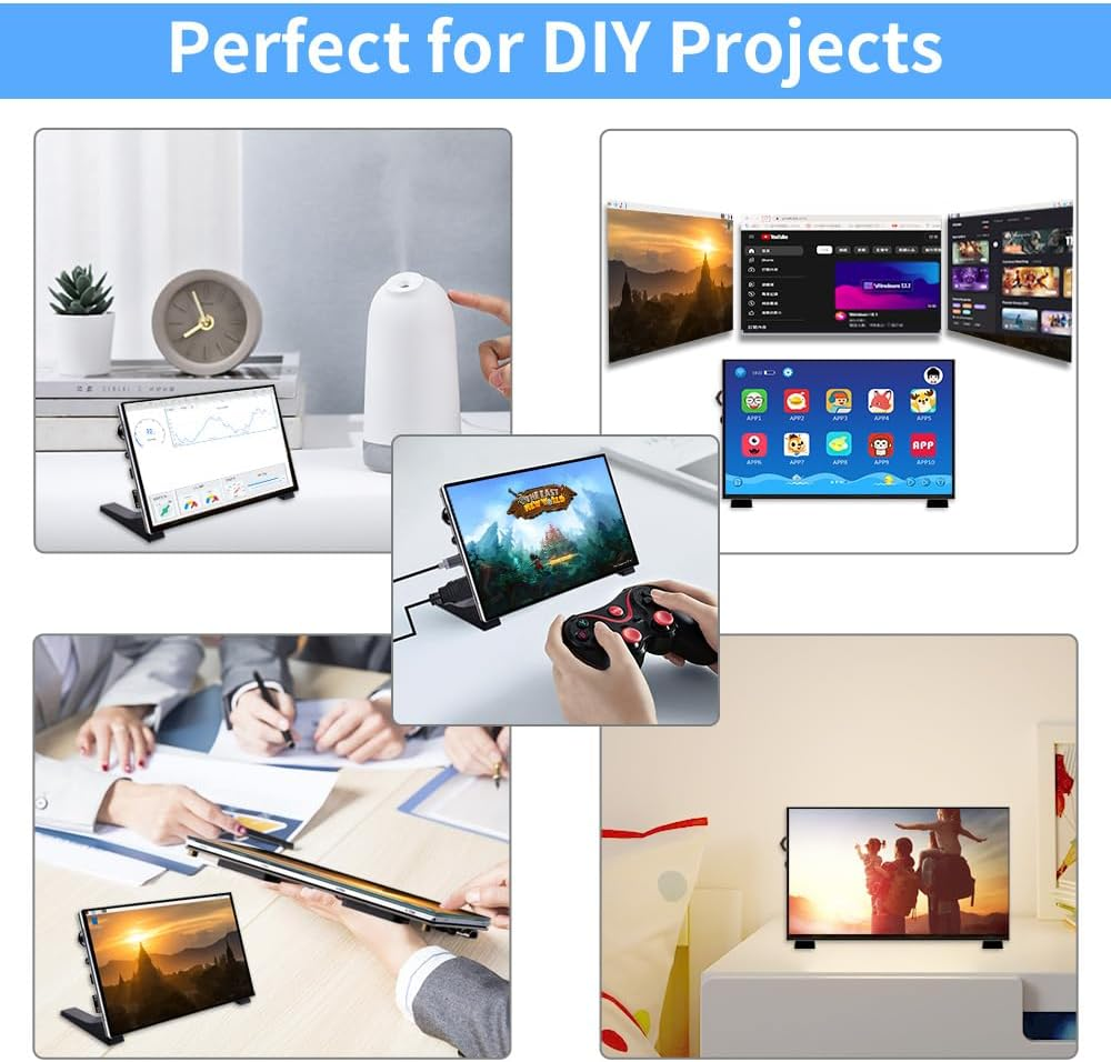 Geeekpi 7 Inch LCD Screen for Raspberry Pi, 1024X600 IPS LCD Display with Stand, HDMI Portable Monitor for Raspberry Pi 5/Pi 4B/3B+/3B/B+/Zero/400, Banana Pi M5/M2 Zero, Win11/10/8 (Touch Screen) image number 2