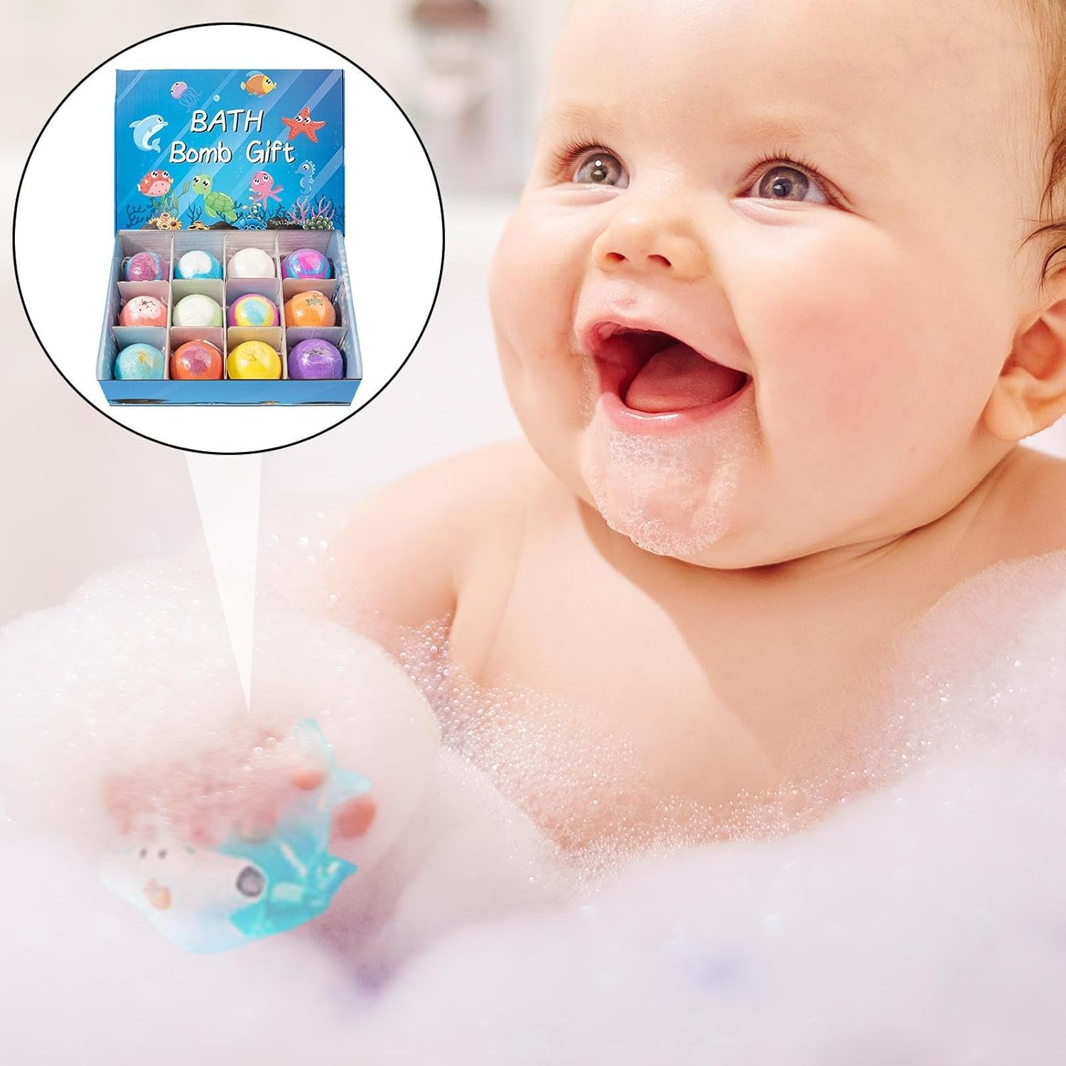 Colorful Bubble Bath - Land and Sea Toys, Organic Bath Balls | 12Pcs Handmade Bubble Bath Bombs Spa Fizz Ball Kit, Portable Bath Giift Set with Surprise Toys for Birthday Halloween Christmas image number 6