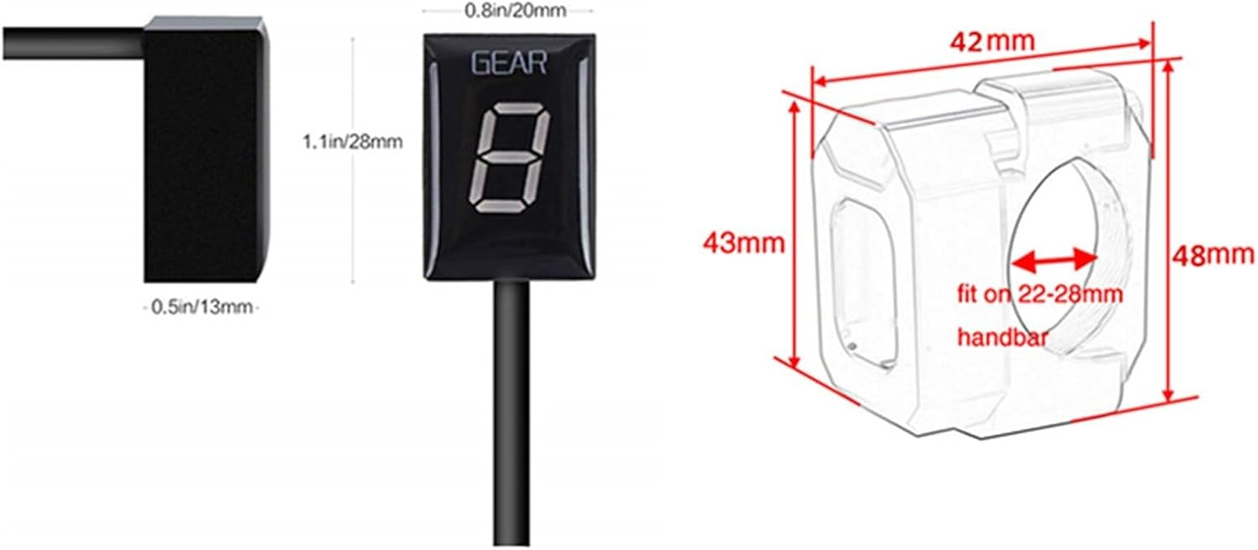 LUMIXE Gear Indicators, for Yamaha, for Wr450R WR450X WR 450R 450X 2008, Motorcycle Special Accessories Gear Display Indicator 1-6 Gear Speed Meter (Size : Red)
