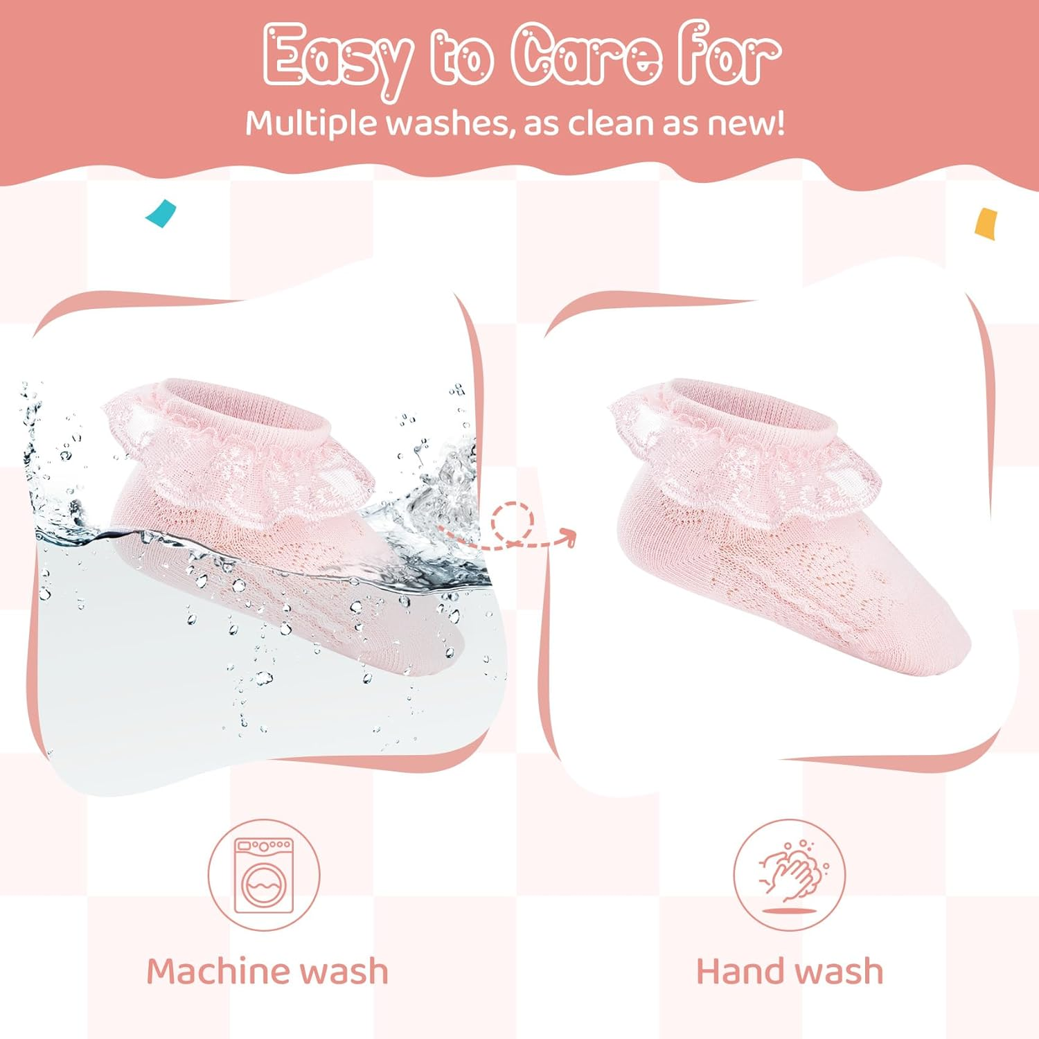 Durio Baby Socks Girls Ruffle Socks Soft Toddler Girl Socks Cute Frilly Dress Lace Socks for Toddler Girls image number 4