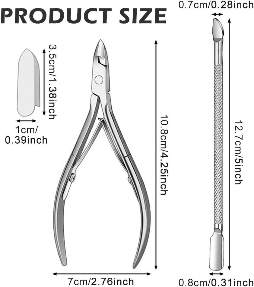 Grovigor Modern Stainless Steel Cuticle Trimmer Set, Cuticle Remover with Cuticle Pusher, Cuticle Nipper, Professional Manicure Pedicure Tools for Fingernails and Toenails image number 3