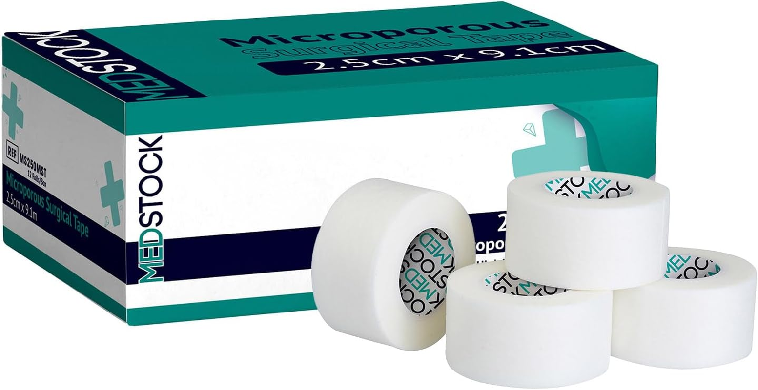 MEDSTOCK Premium Microporous Surgical White Tape, 2.5Cm X 9.1M, 12 Rolls/Box, Latex-Free, Ideal for Dressing Fixation & Scar Management, Hypoallergenic, Breathable & Tearable image number 5