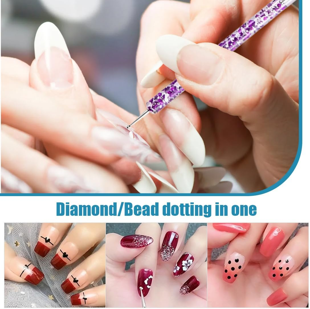 10 Pieces Nail Brush, Nail Design Brush, Double End Nail Art Brush Kit, Acrylic Nail Art Brush, Nail Brush Professional Painting Pen, Extremely Fine Bristles for DIY Nail Art, Salon and Home Use image number 5