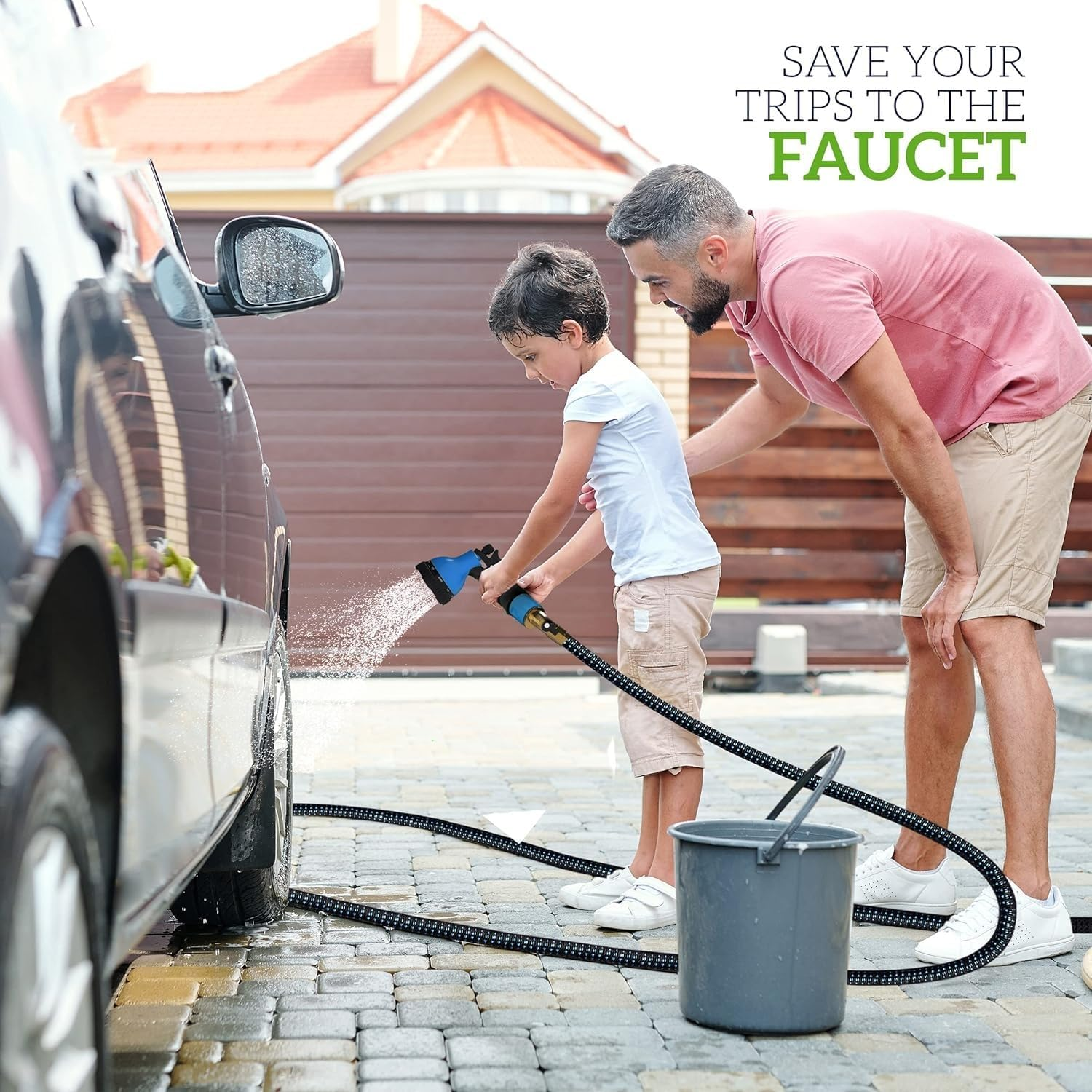 Expandale Garden Hose, Flexible Water Hose with 10 Spray Nozzle, Kink Free Flexible Water Hose, Lightweight and Easy to Store. (22.5M) image number 4