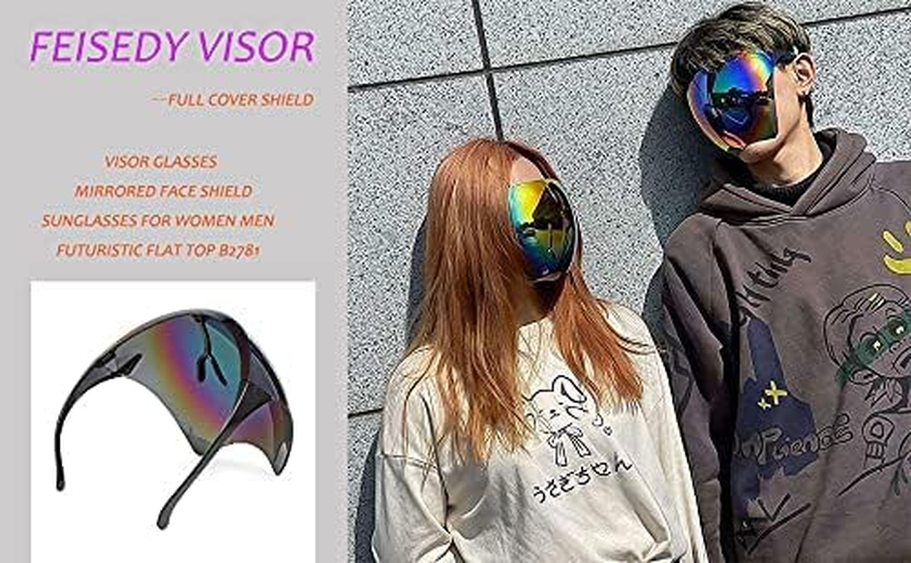 FEISEDY Full Cover Face Visor Protective Glasses Mirror Shield Sunglasses anti Fog B2781 image number 1