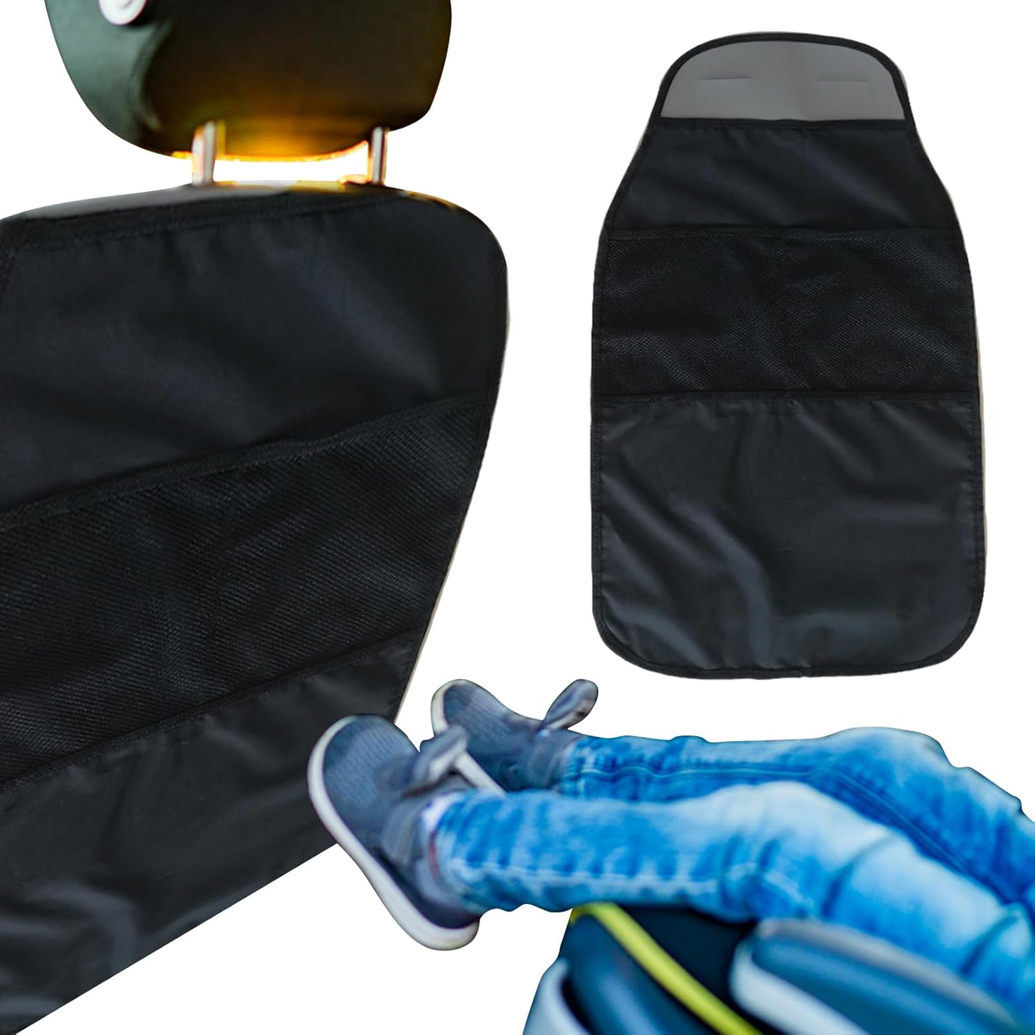 Seat Protectors for Vehicles Back Seat Kids - Adjustable Car Seat Back Protector with Organizer - Kick Mats, Dust Proof Seat Covers for Car Seat, Vehicles Pets, Kids Feet Pochy image number 5