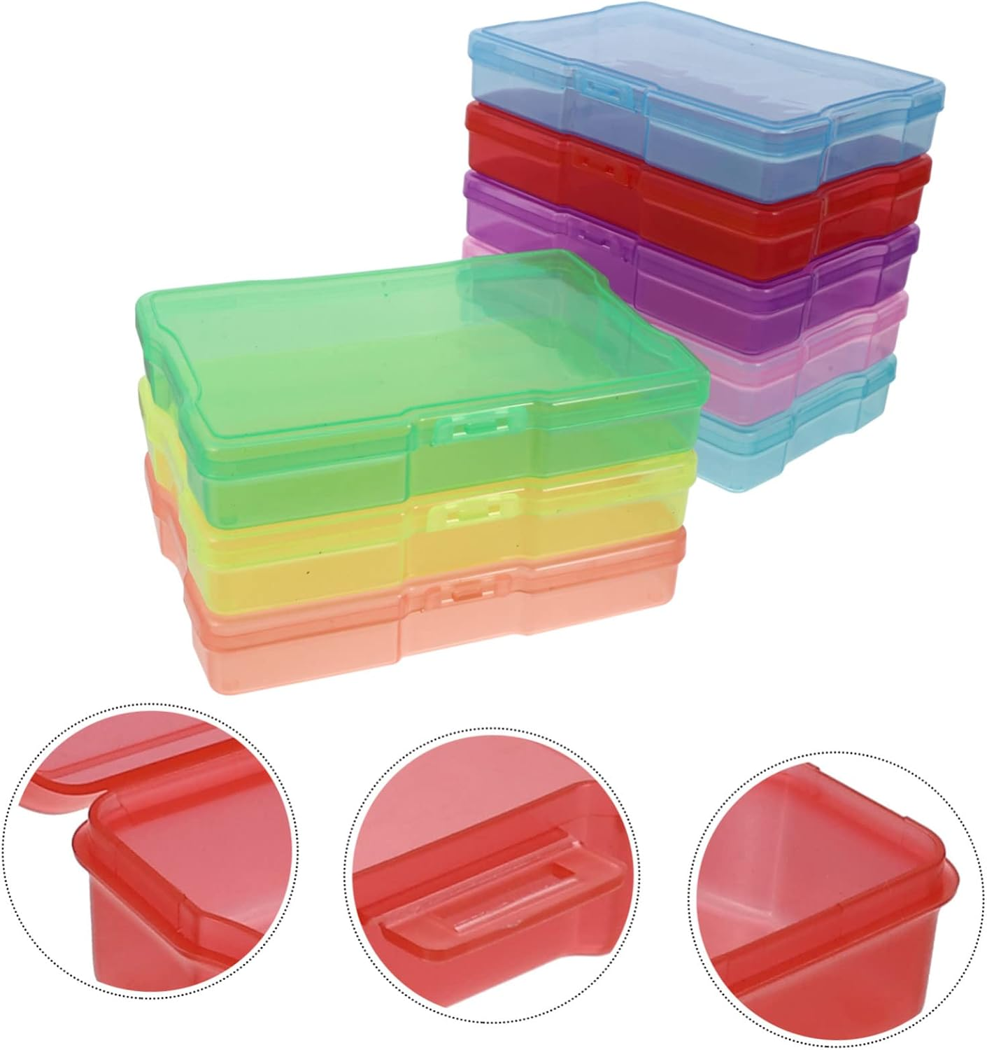 Holibanna Plastic Storage Boxes and Photos Organizing Cases 4X6 Inch, 8Pcs Mixed Color Postcards Storage Containers Suitable for Jewelry and Small Parts Organizing in Office and Home image number 1